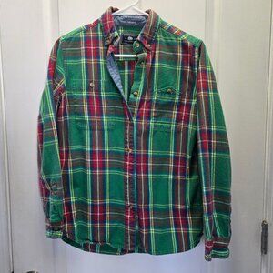 Penfield Green Tartan Plaid Button-Up Flannel Shirt Mens Sz S